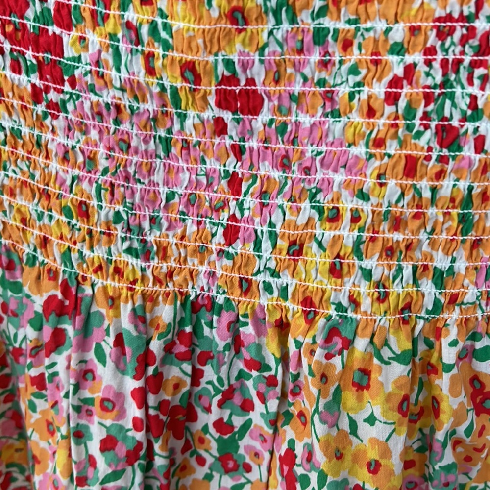 JCrew Factory Smocked Tie Shoulder Floral Tank Top - Picture 5 of 6